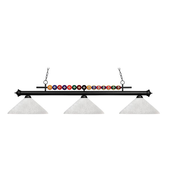 Z-Lite Shark 3 Light Billiard Light, Matte Black & White Linen 170MB-AWL14 - main